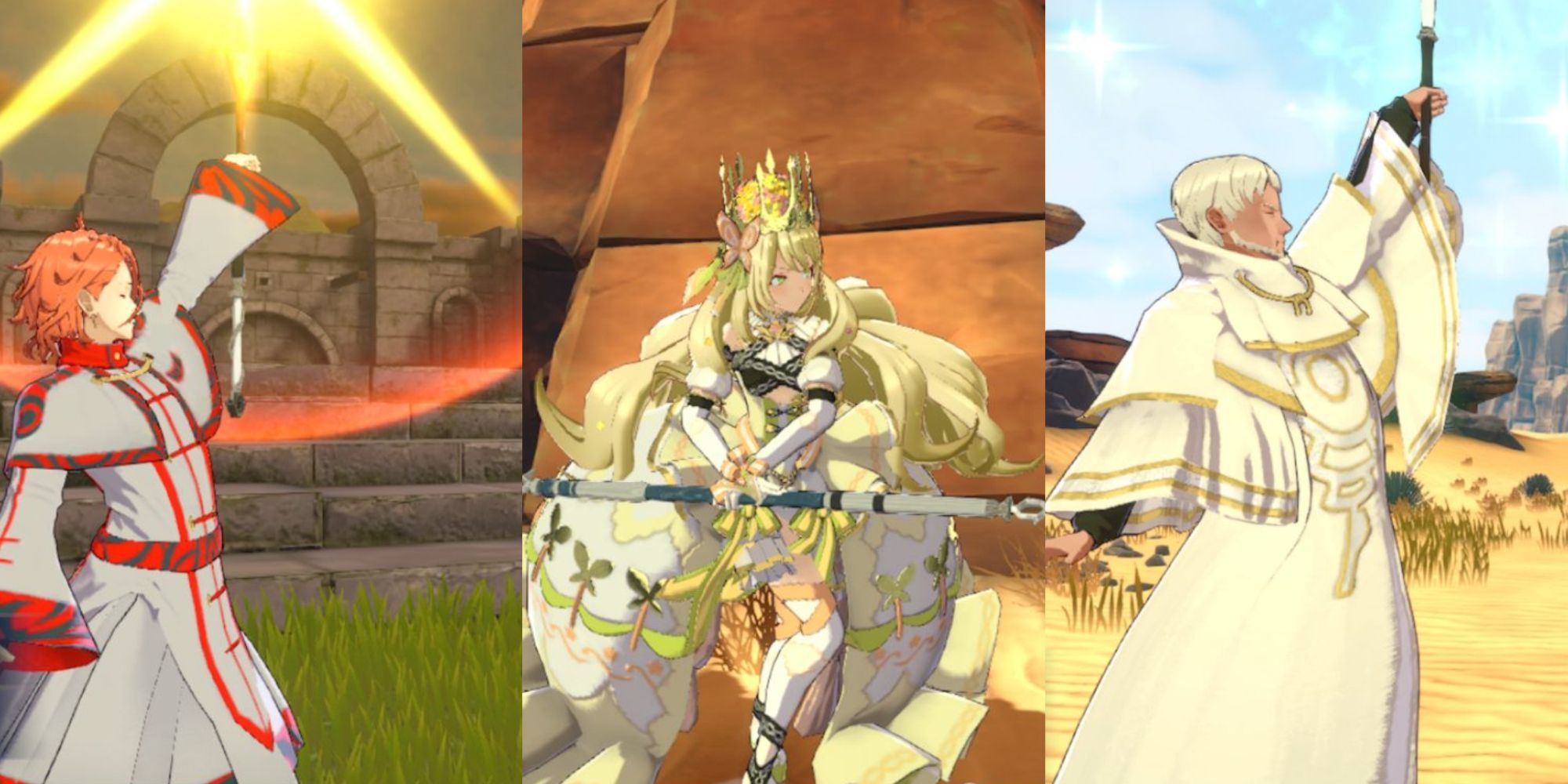 Fire Emblem Engage healing and staves being used by characters