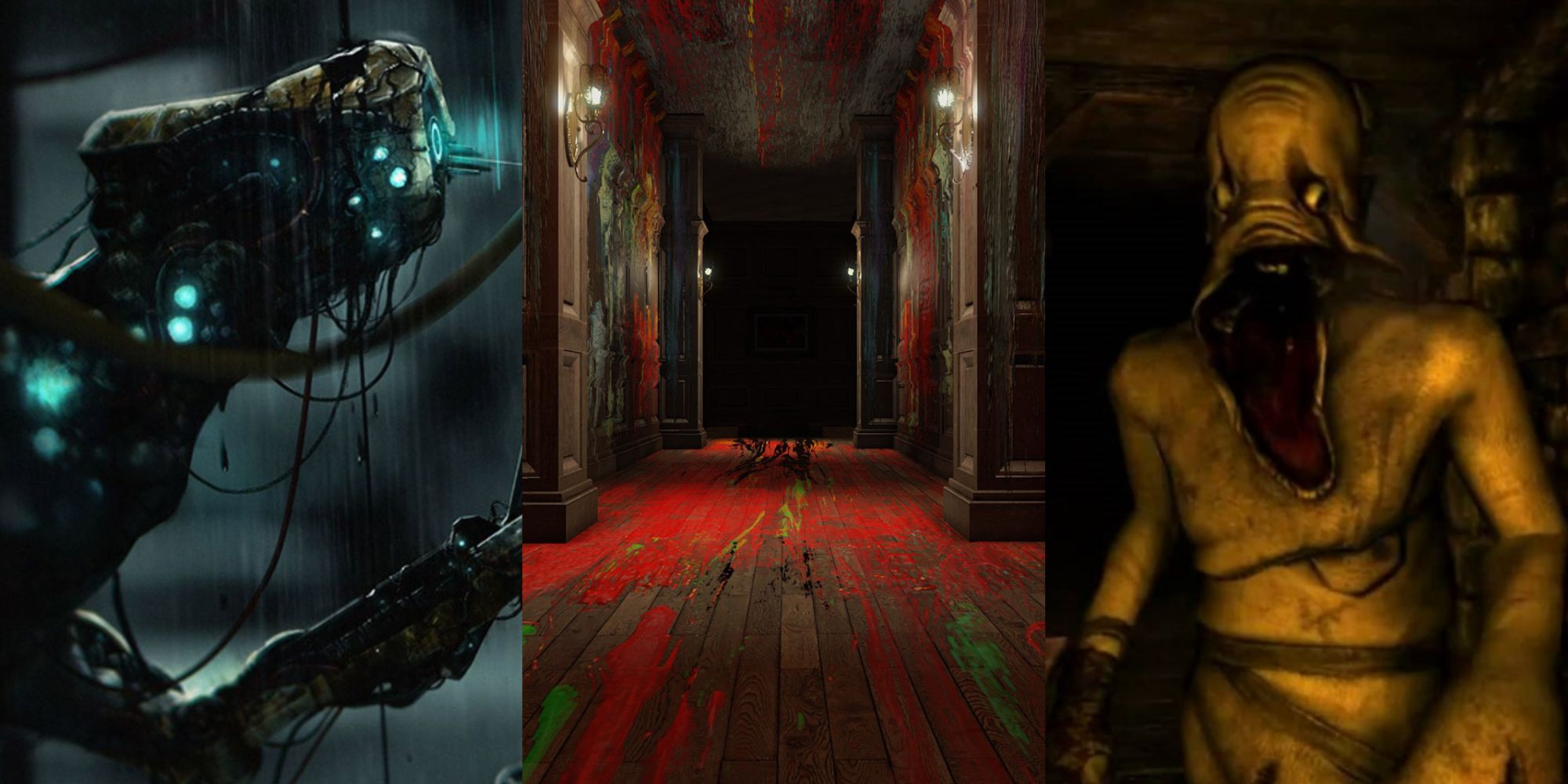 A collage of Soma, Layers of Fear, and Amnesia: The Dark Descent.