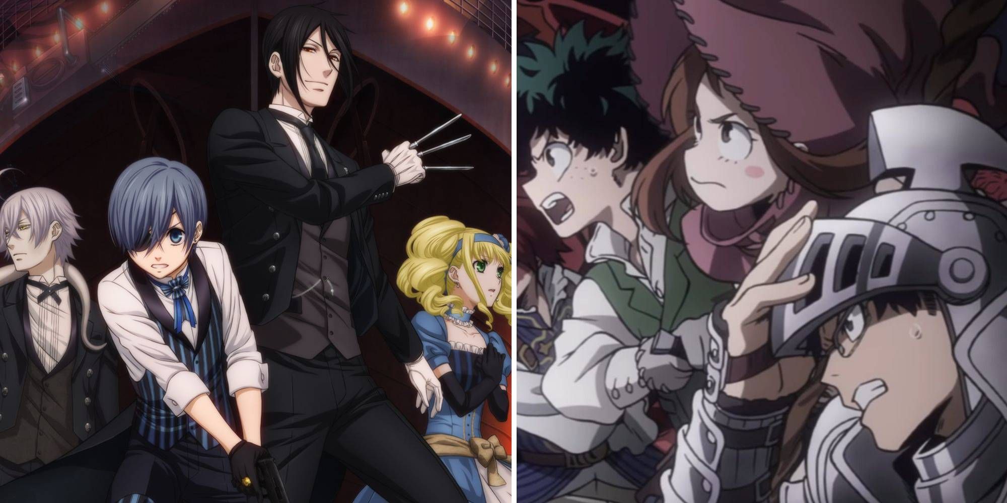 Collage showing characters from the Black Butler and My Hero Acadamia animes