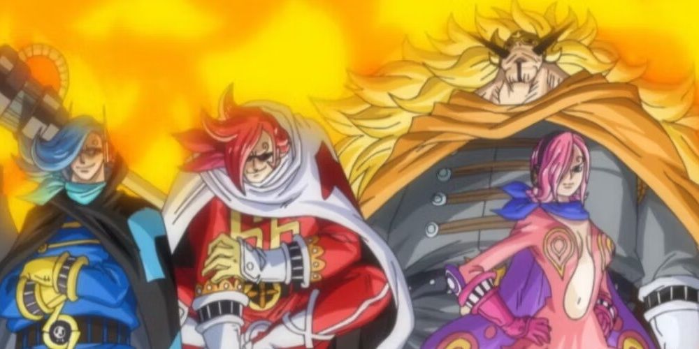 The Germa 66, Power Ranger rip-offs, pose in the One Piece anime