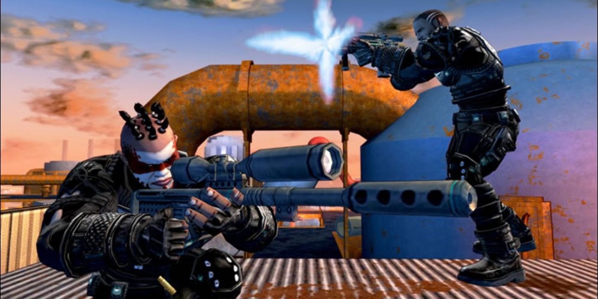 Crackdown Screenshot Of Two Characters Shooting