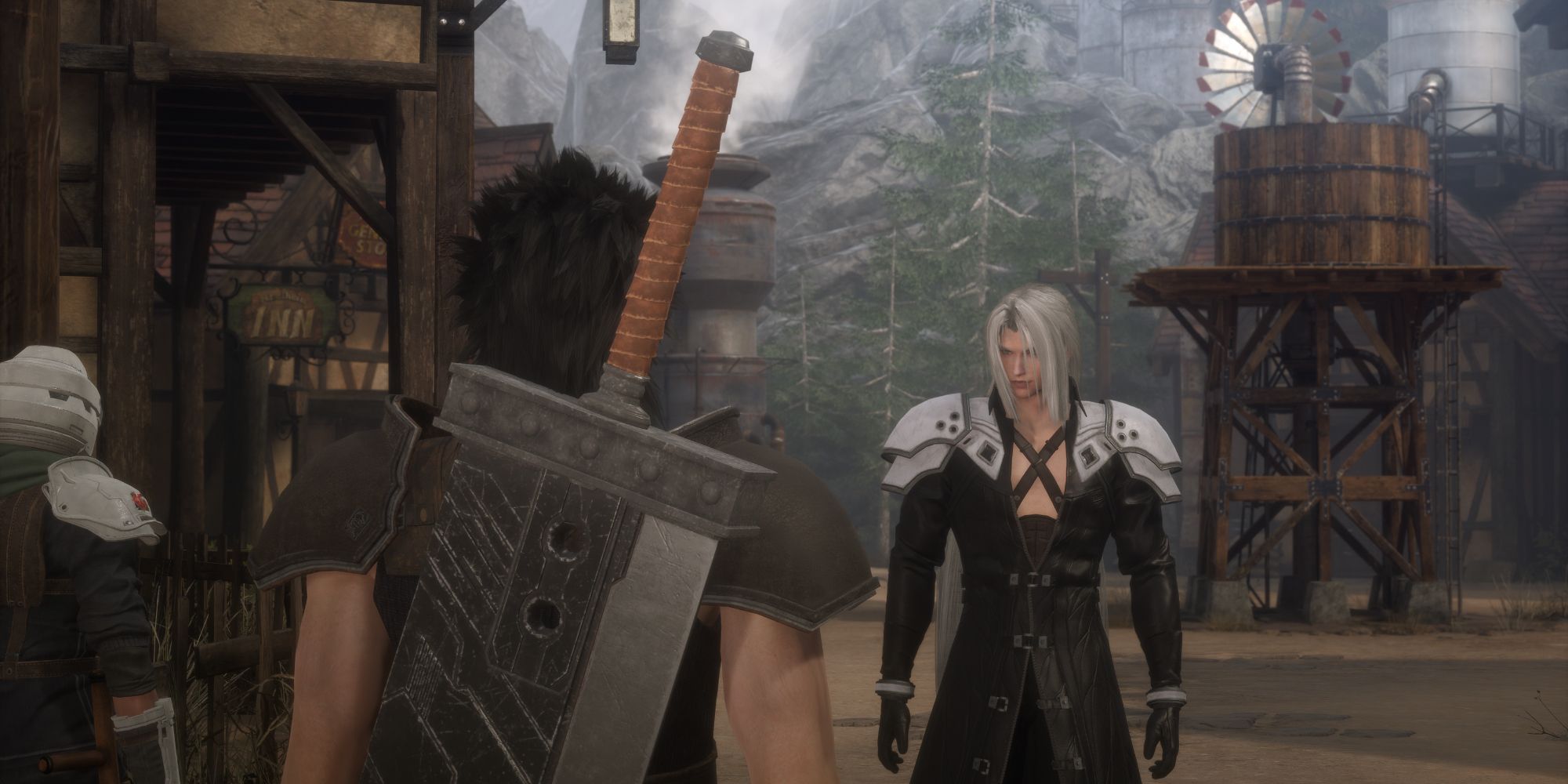 Zack Fair y Sephiroth en Nibelheim en Crisis Core: Final Fantasy 7 Reunion