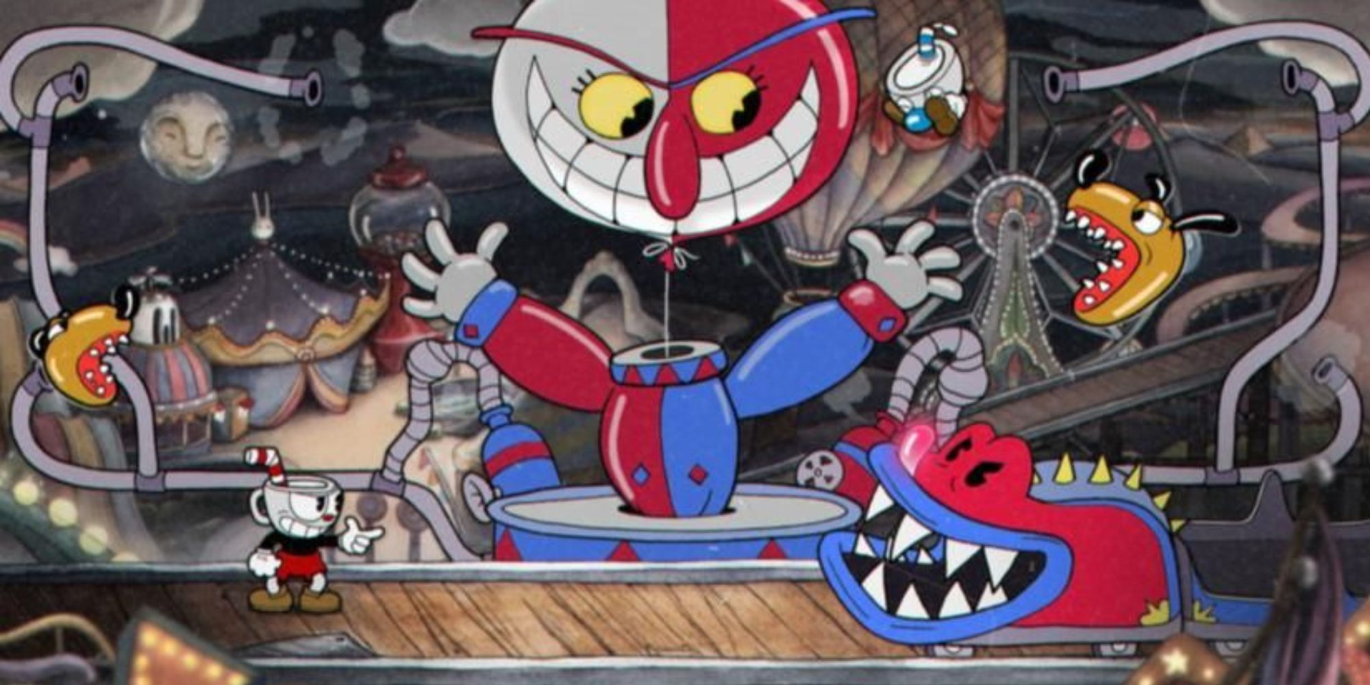 Cuphead and Mugman fight Beppi the Clown