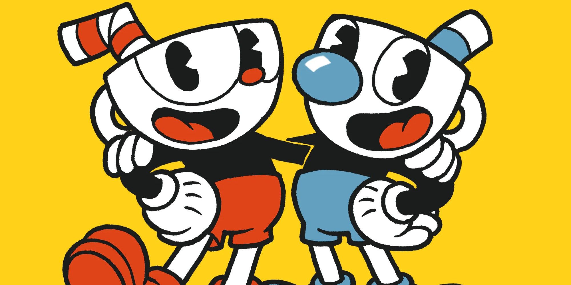 both cuphead characters holding each other