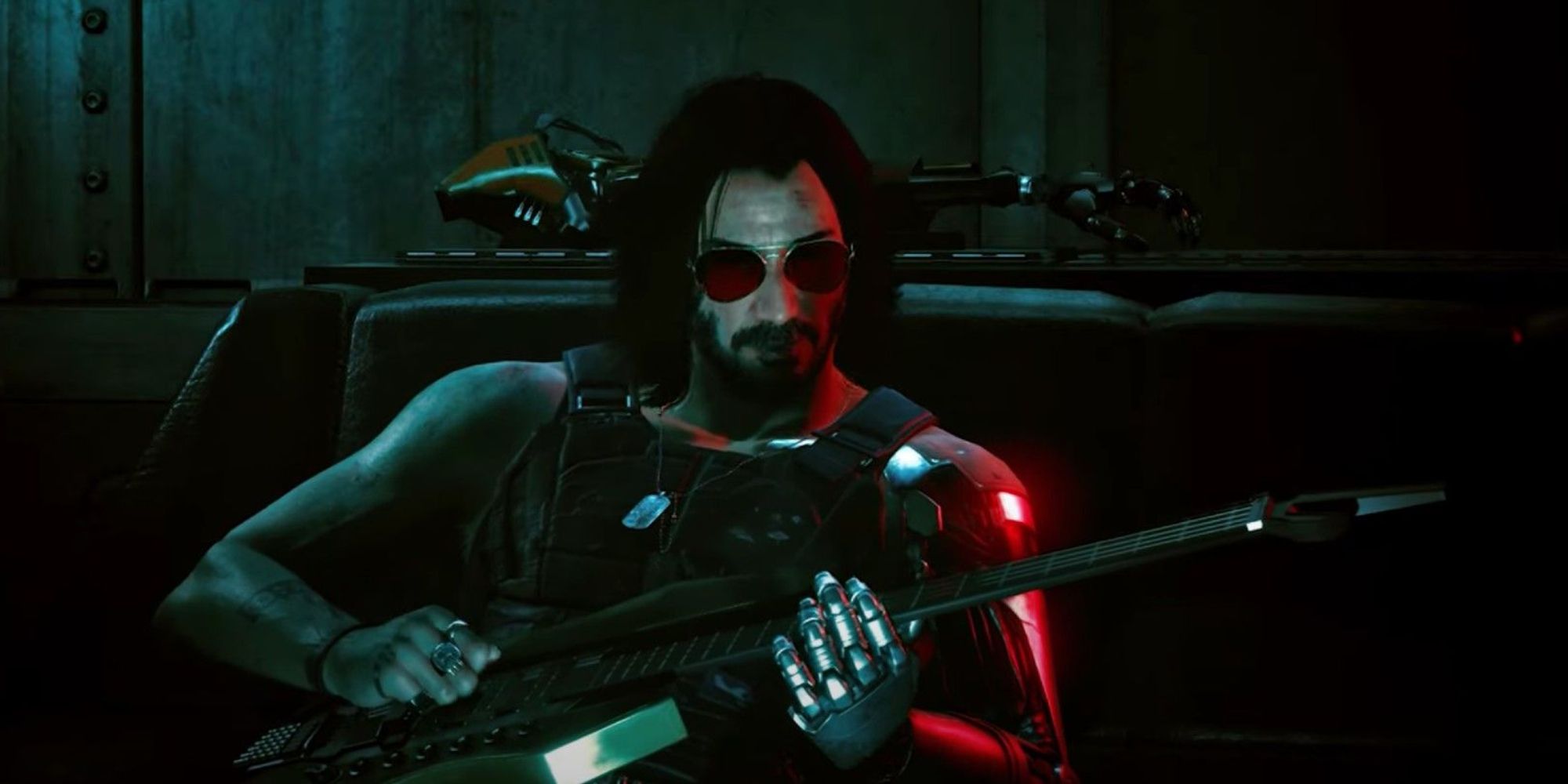 Cyberpunk 2077 Screenshot Of Johnny Silverhand Strumming His Guitar