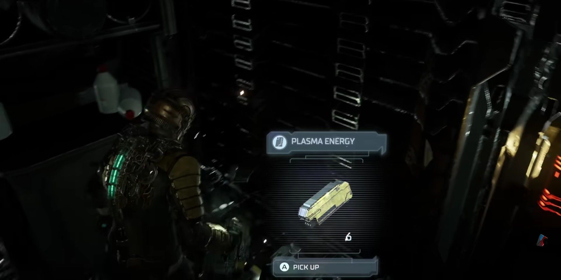 Dead Space screenshot of Isaac about to pick up a Plasma Energy item drop