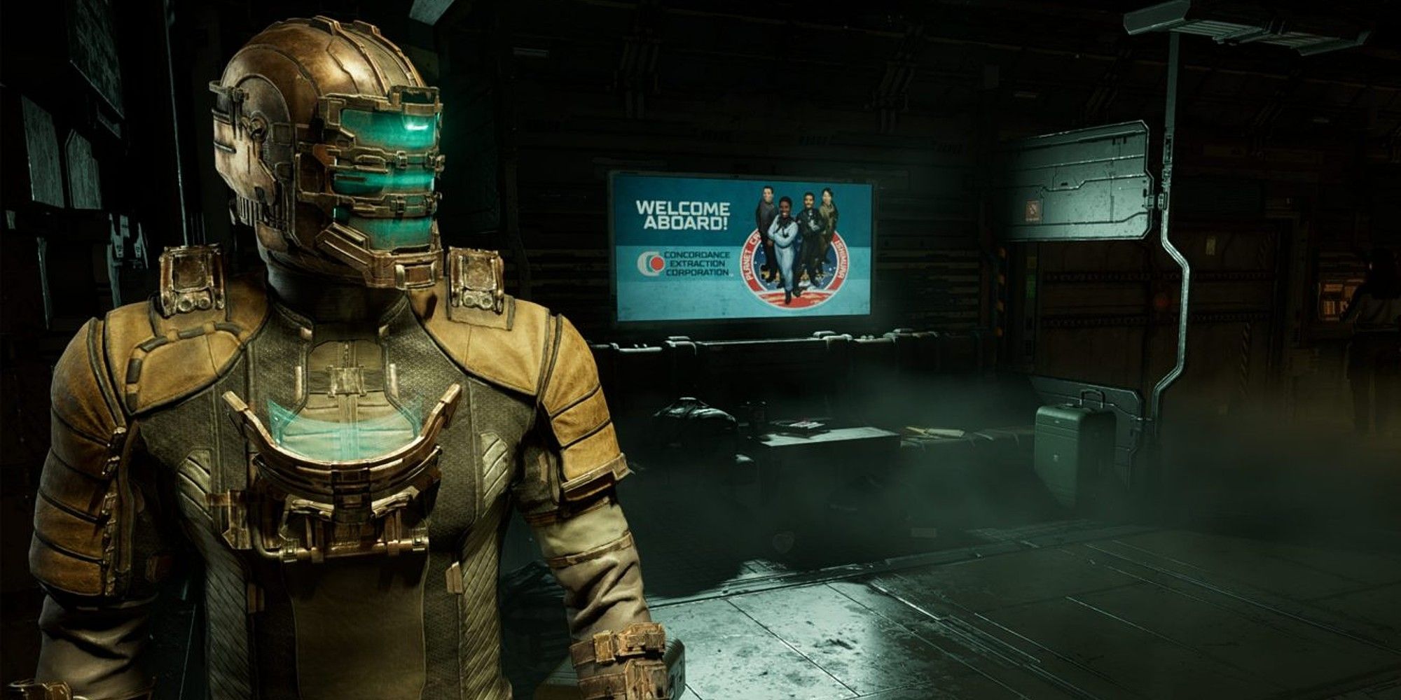 Dead Space Remake Isaac Clarke In His Full Suit Stays In The Dark Room
