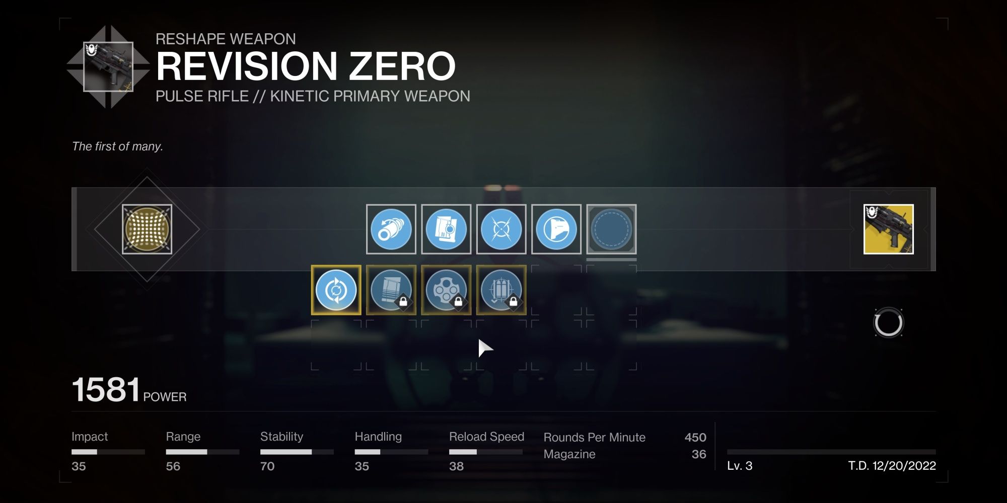Destiny 2 Revision Zero Catalysts Crafting Menu