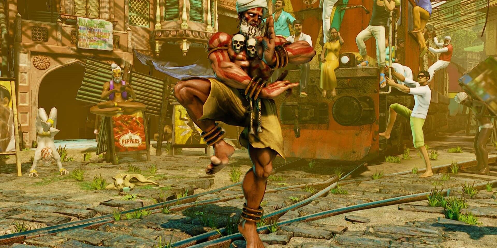 Dhalsim Street Fighter Series fight pose standing on left leg 