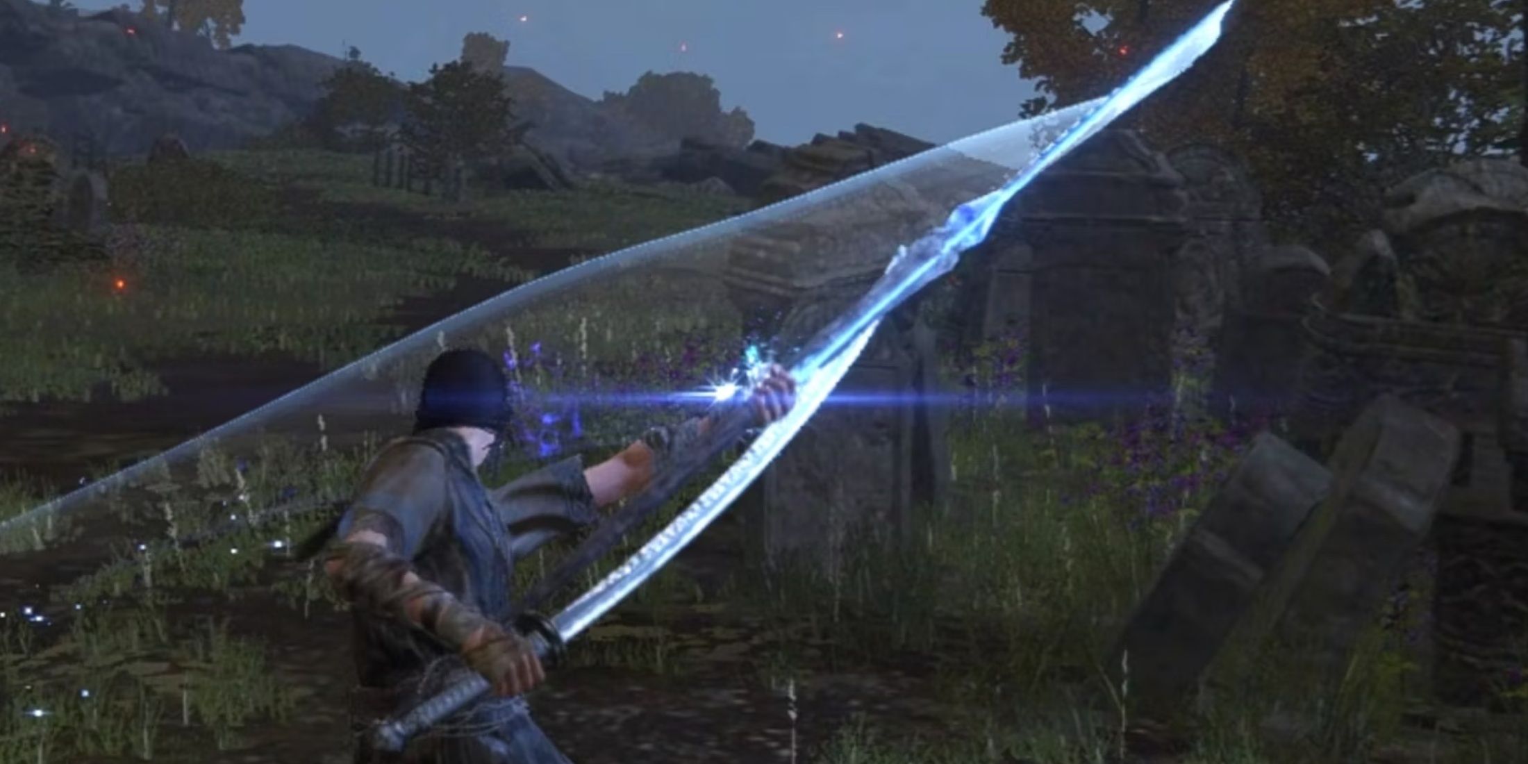     Defilement slices through the air with the Carian Slicer that flourishes in the Elden Ring.