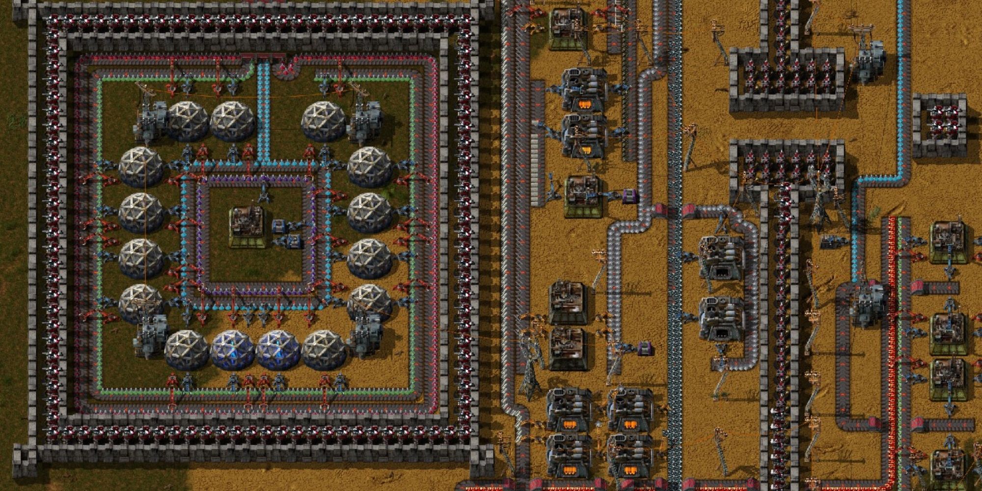 A large factory is being made, with a lot of structures built into a square