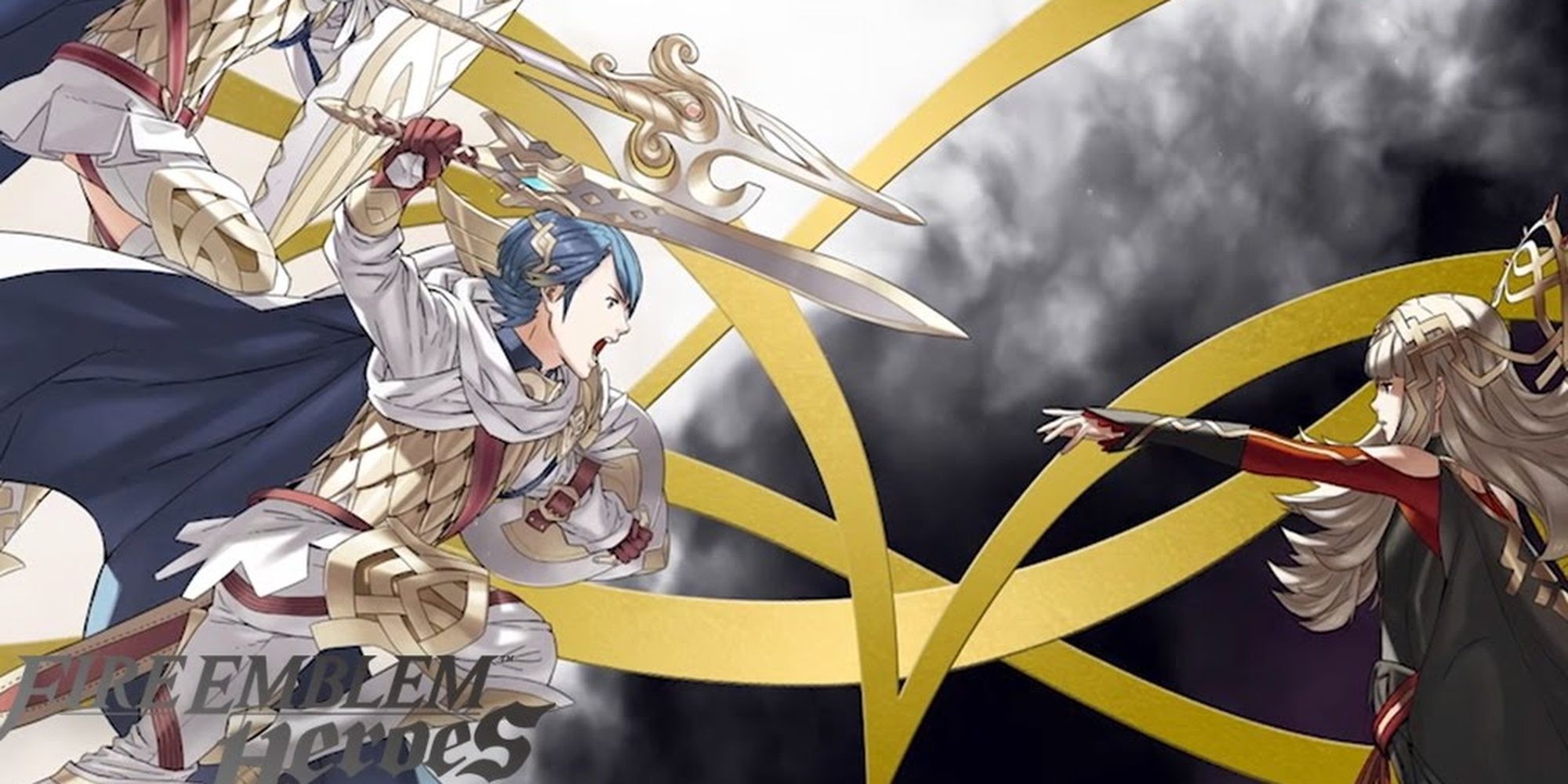 promotional art of fire emblem heroes with protagonist attacking