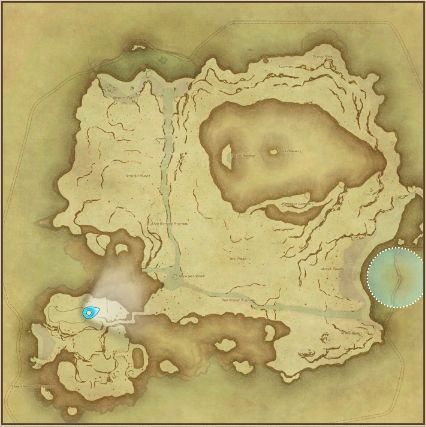 Final Fantasy 14 Island Squid and Island Jellyfish location on map.