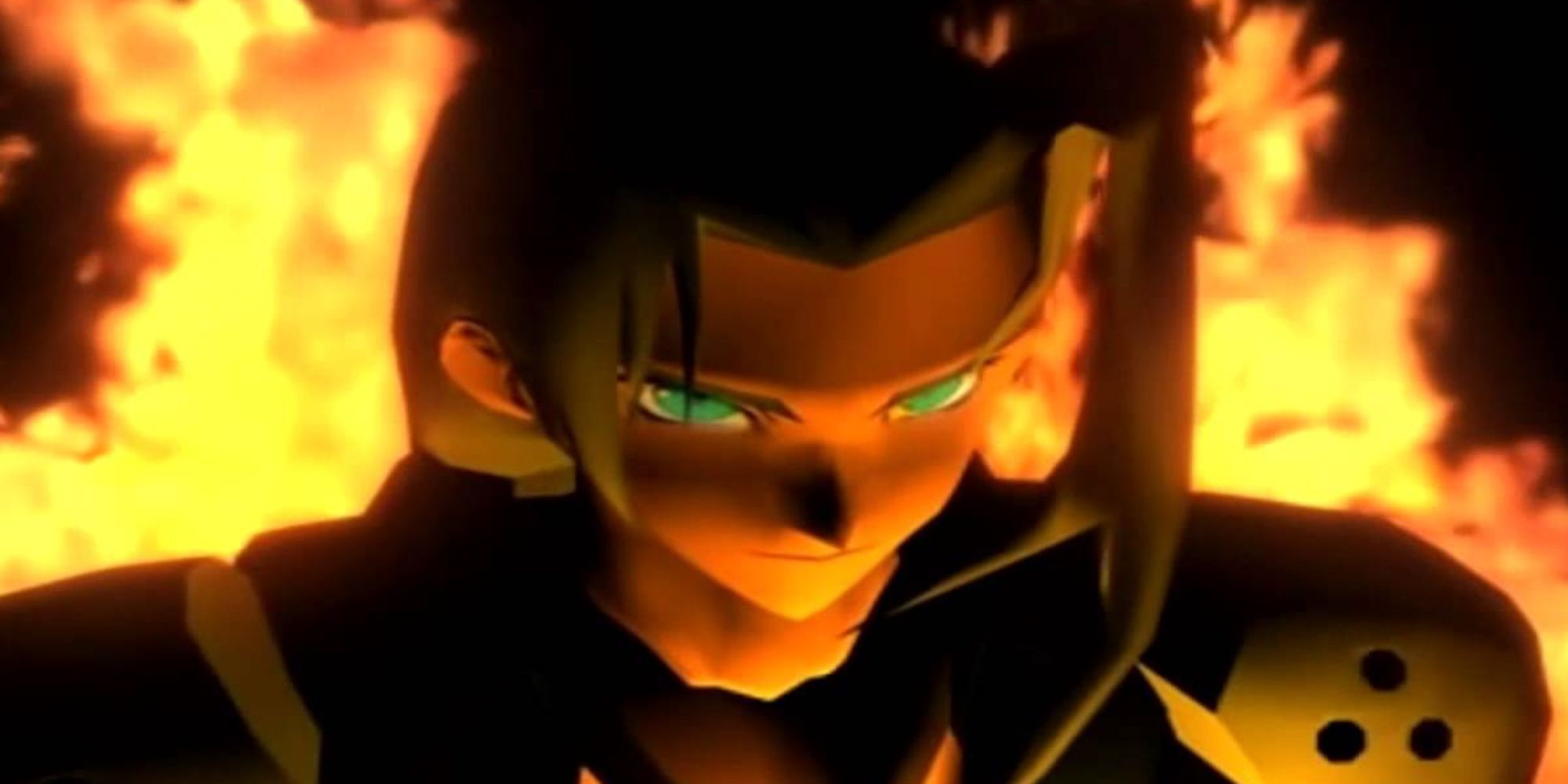 Final Fantasy 7 Screenshot Of Cutscene Where Sephiroth Is Surrounded By Flames