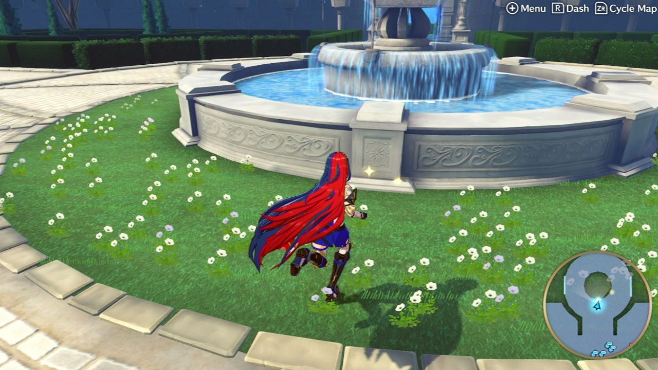 Fire Emblem Engage, Chapter 2, Alear Collecting Berries Next To The Fountain
