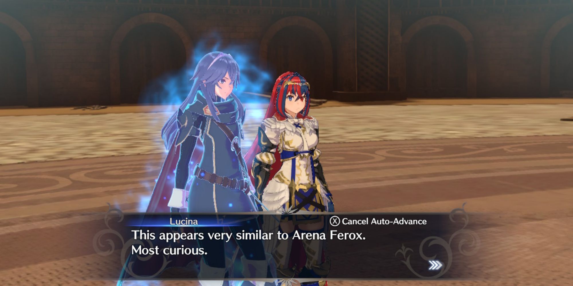 Fire Emblem Engage - Lucina talking to Alear about Ferrox Arena