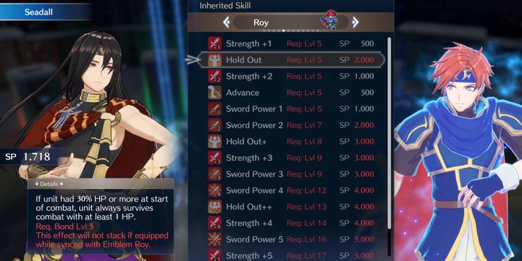 Fire Emblem Engage - Roy Hold Out skill inherit screen