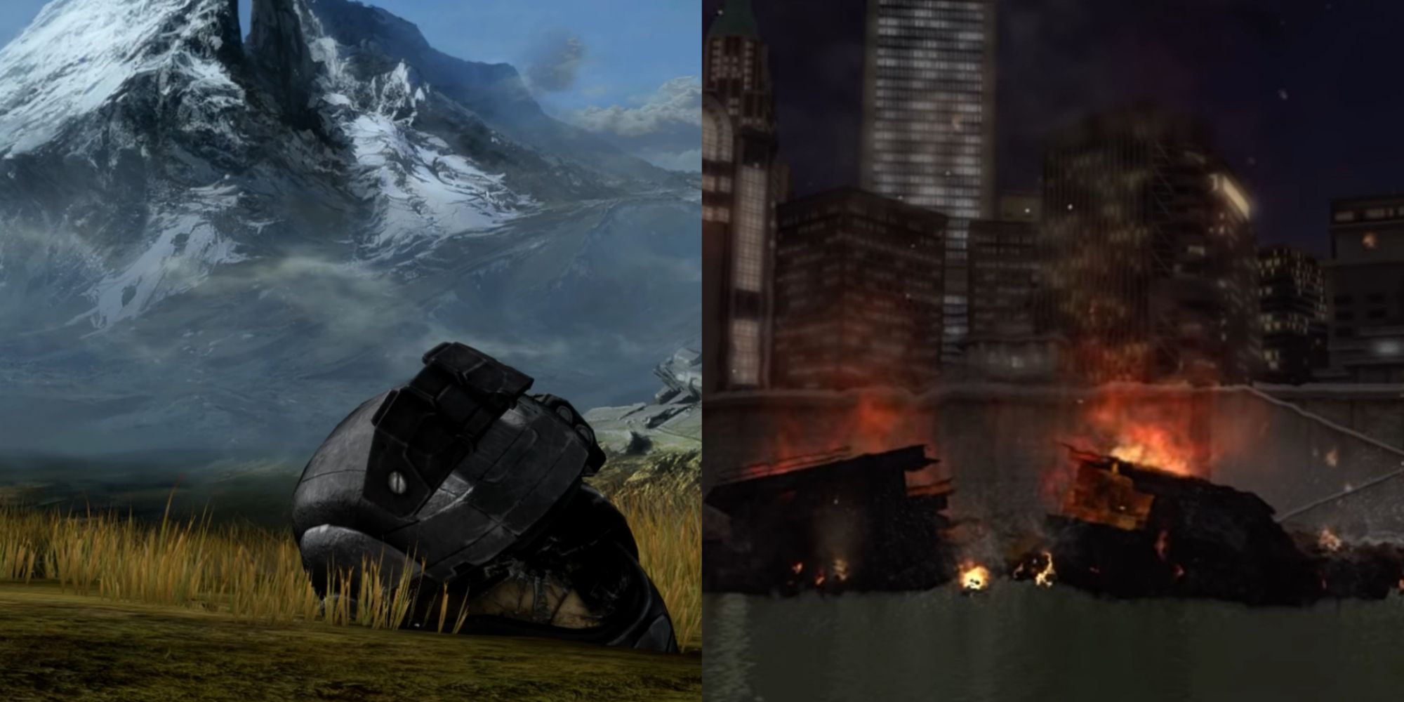 Games Where You Don't Win At The End Featured Split Image Featuring Halo Reach and Saints Row