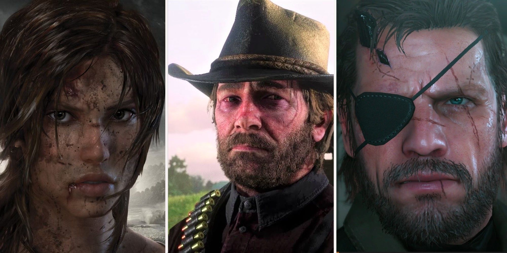 Games With Visual Character Progression - Lara Croft (Tomb Raider 2013), Arthur Morgan (Red Dead Redemption 2), and Venom Snake (Metal Gear Solid 5)-1