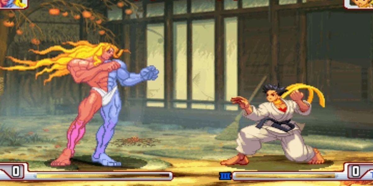 Gill takes on a foe in Street Fighter 3
