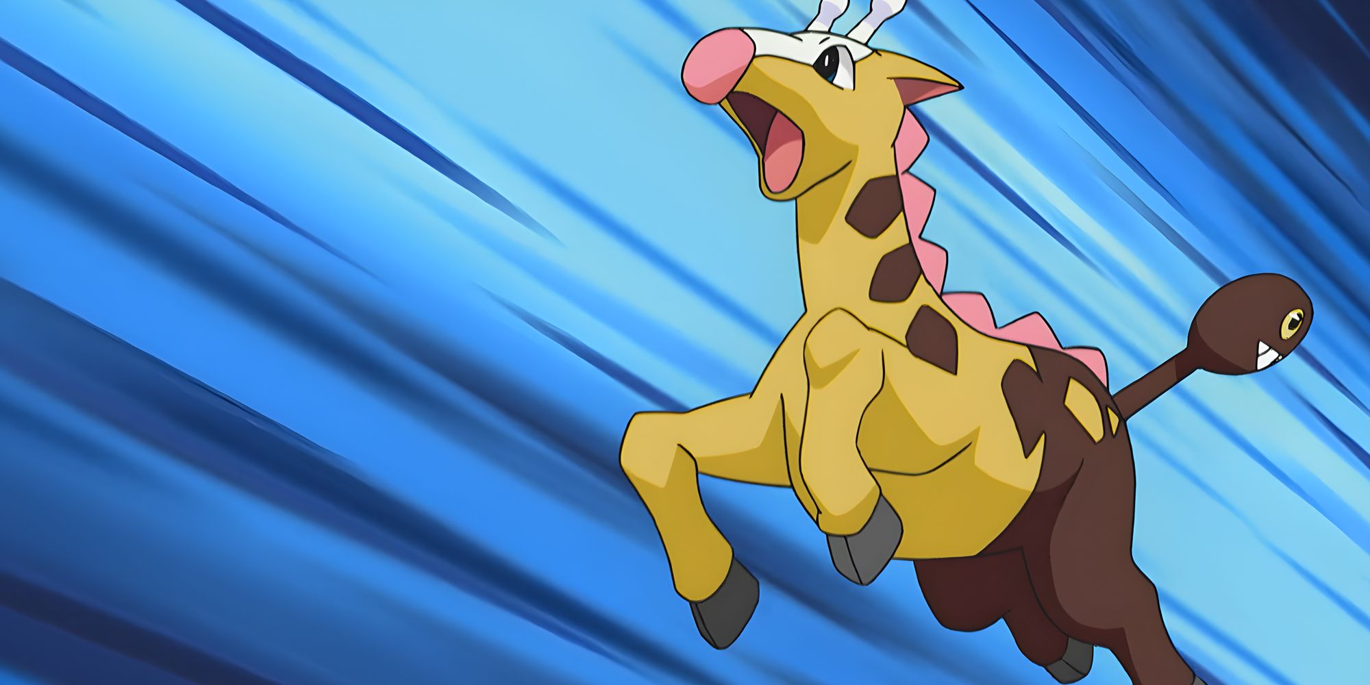 Girafarig leaping into battle