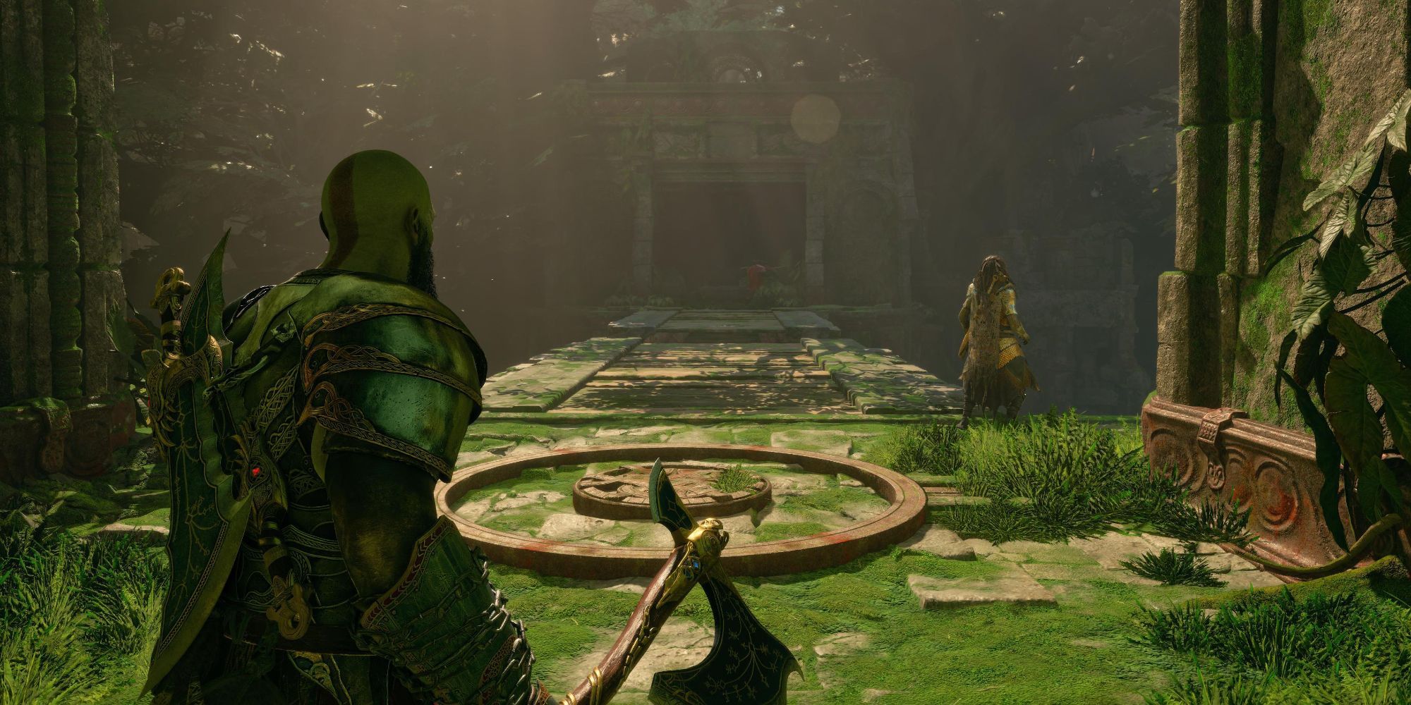 Kratos stands in front of one of the Vanaheim Yggdrasil Rift locations