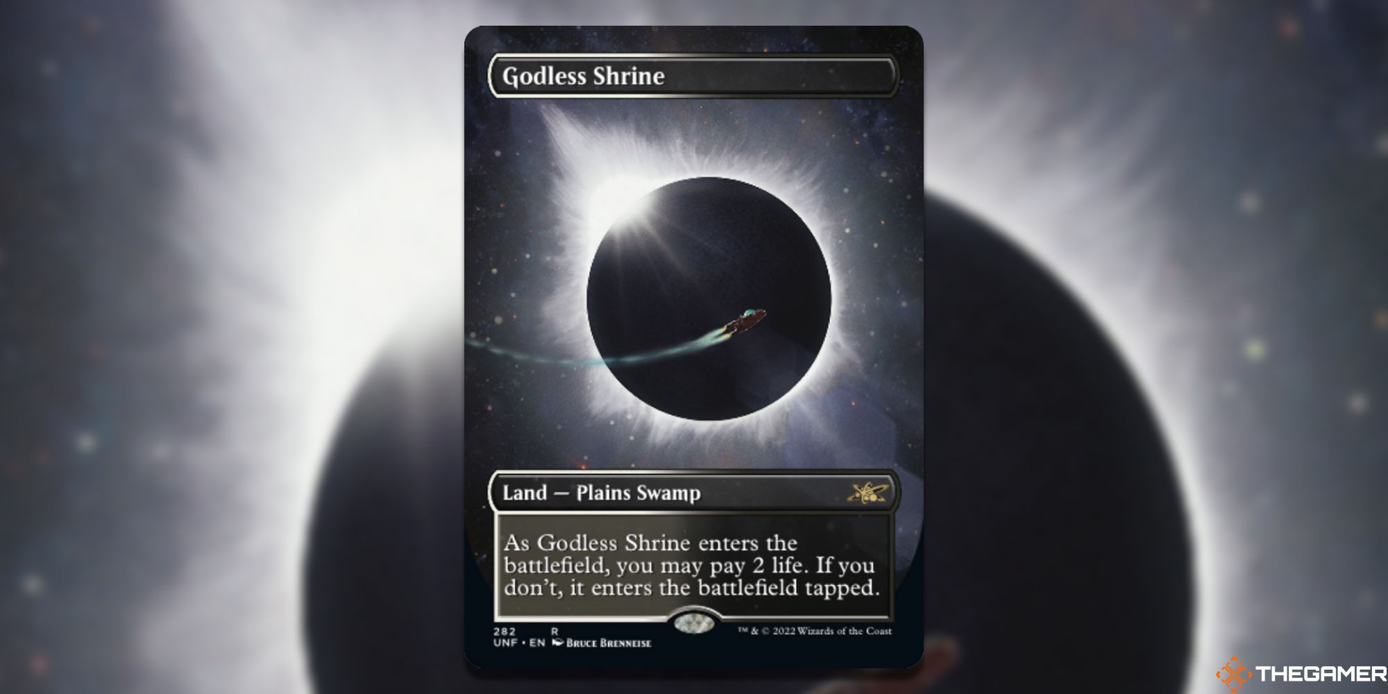 The card Godless Shrine from Magic: the Gathering.