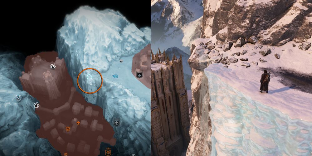 You can find the artifact at the top of this ice wall.