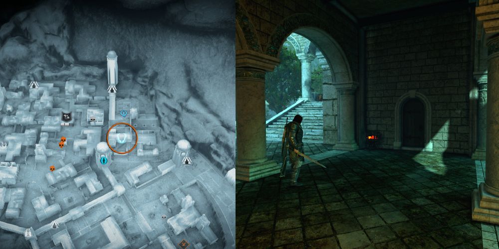 Deeper into the city, this artifact can be found underneath a building behind the Haedir tower.