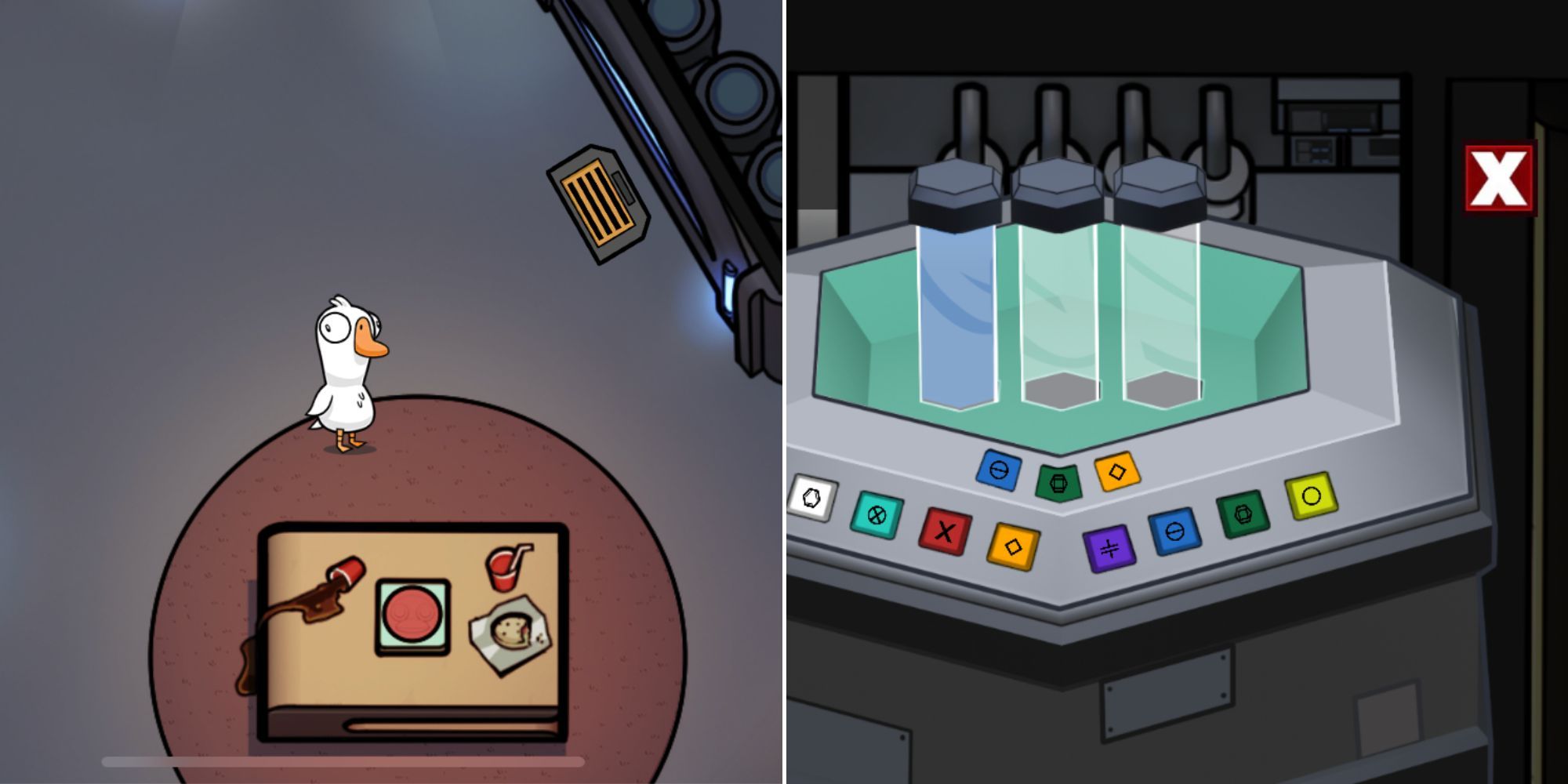 Standing Near The Emergency Button And Performing A Laboratory Testing Mini Game In Goose Goose Duck