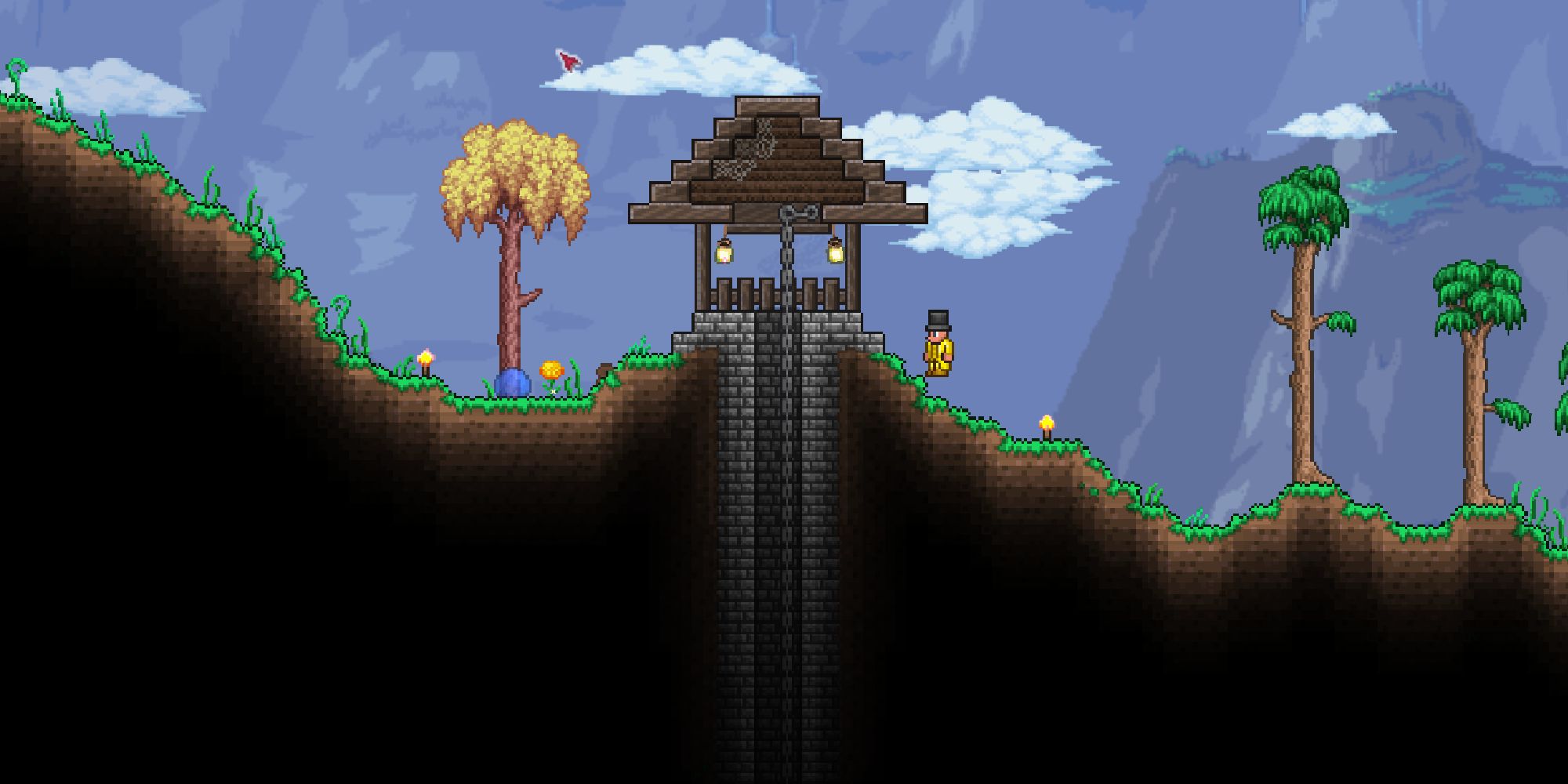 hellevator terraria designed like a well