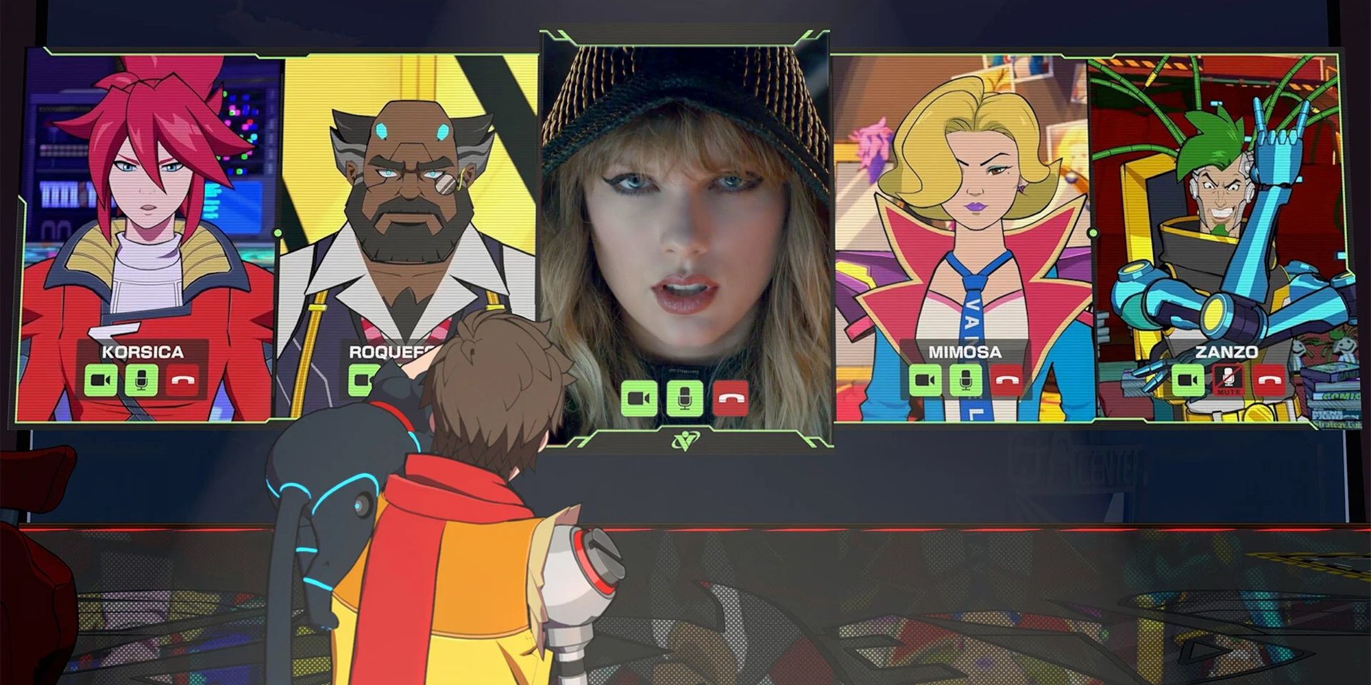 Hi-Fi Rush boss screen with Rekka replaced by Taylor Swift