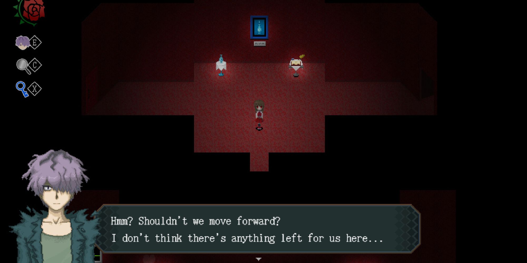 ib game dialogue in dark room