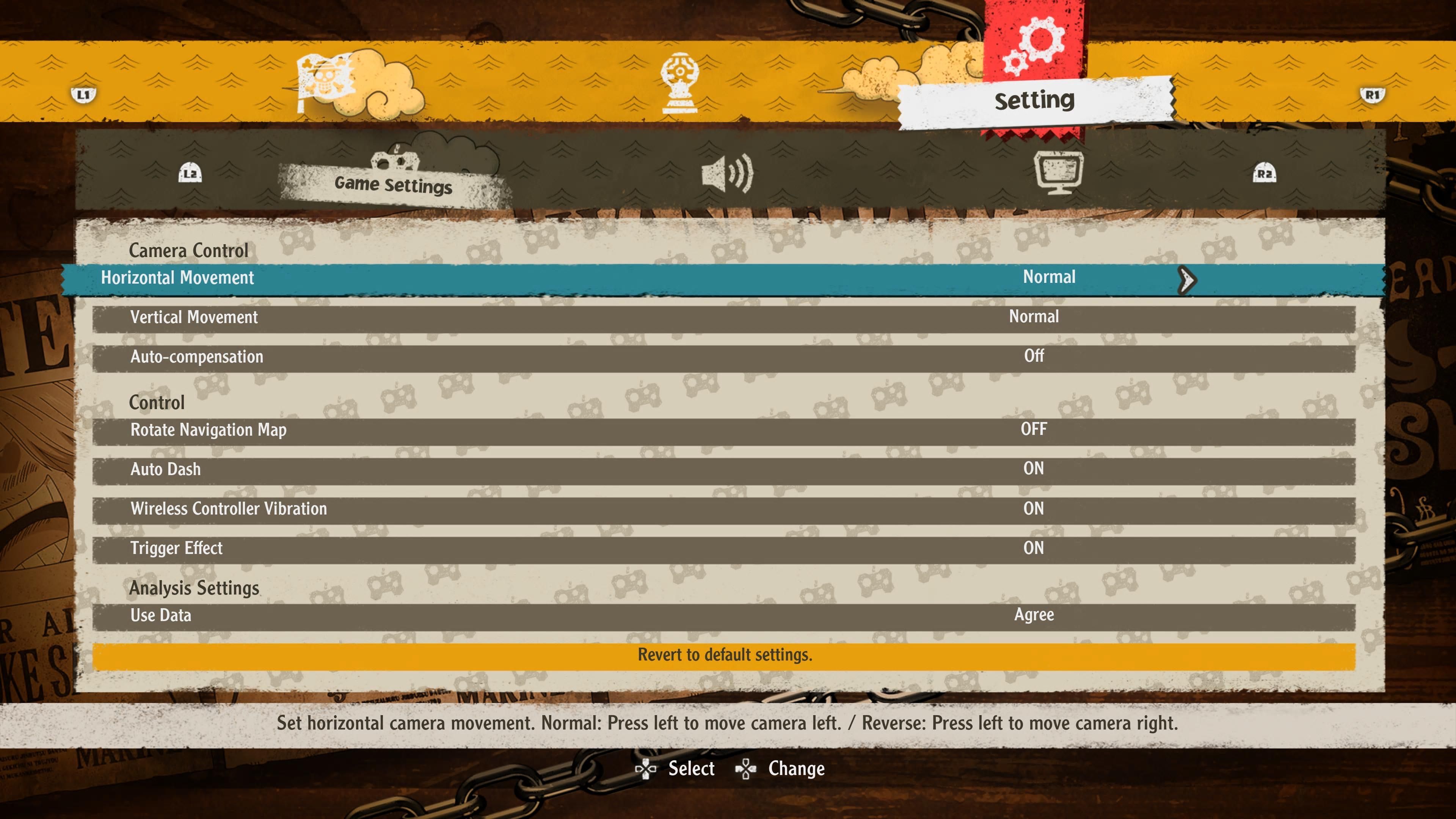 One Piece Odyssey menu showing auto dash