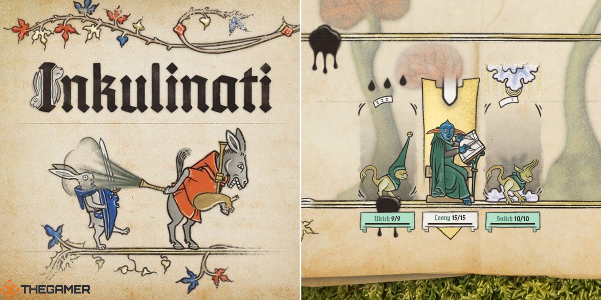 inkulinati title and donkey farting on rabbit and loony with exploder beasts split