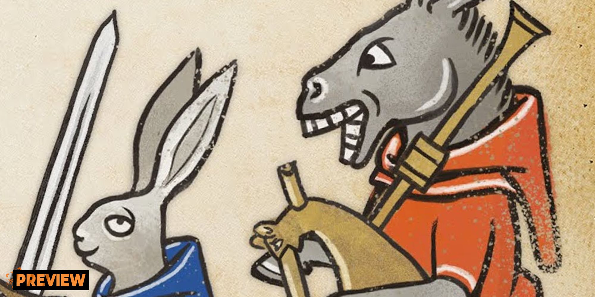 Inkulinati characters a goat and a hare with weapons