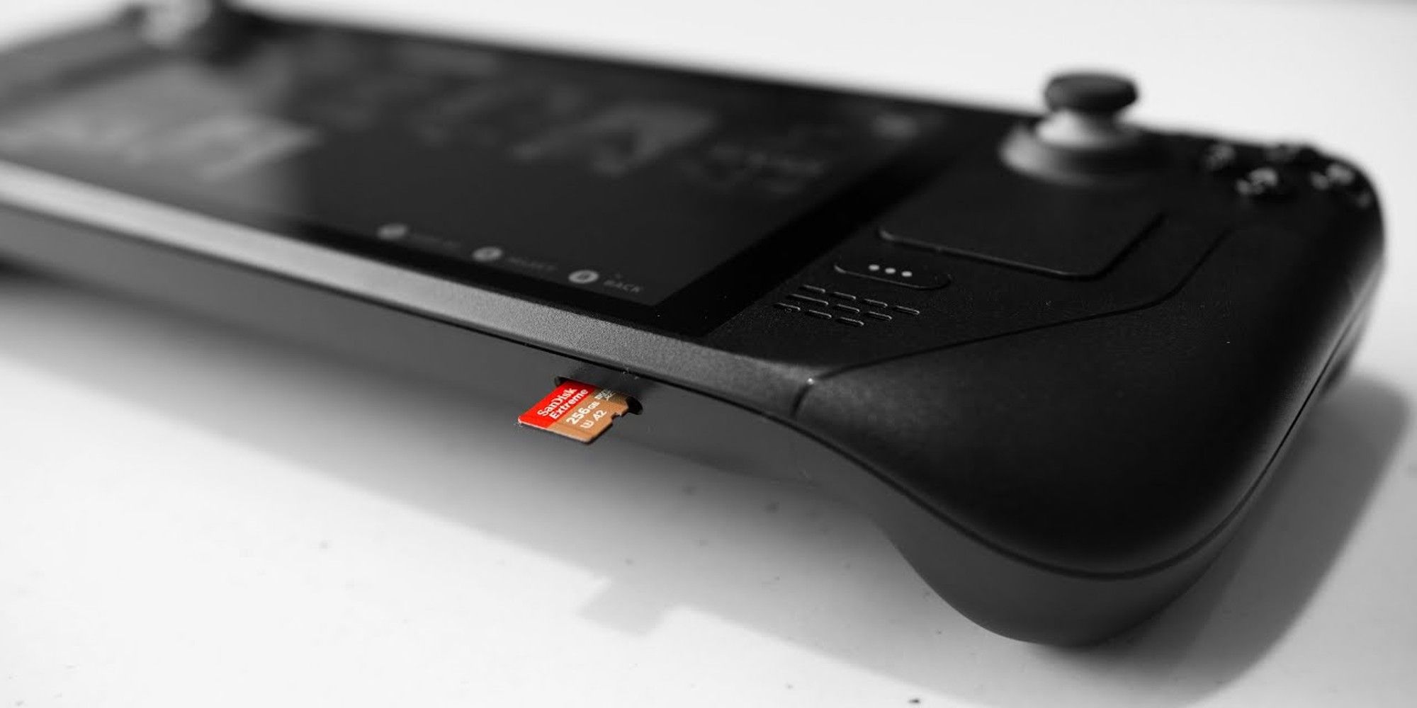 Inserting a microSD card in the Steam Deck