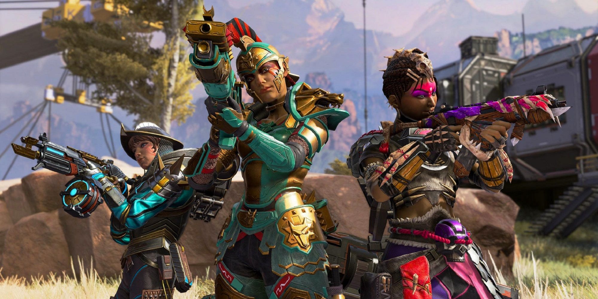 Loba, Wattson, and Bangalore in Apex Legends