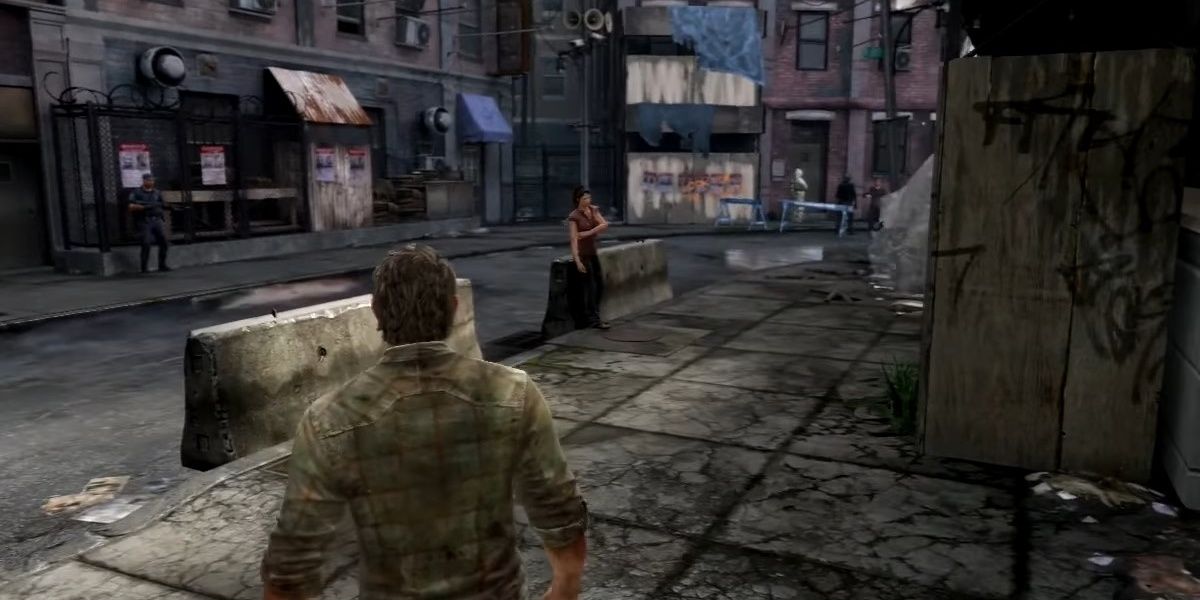 Joel going through the city after the prologue bit in the PS3 version of The Last of Us.