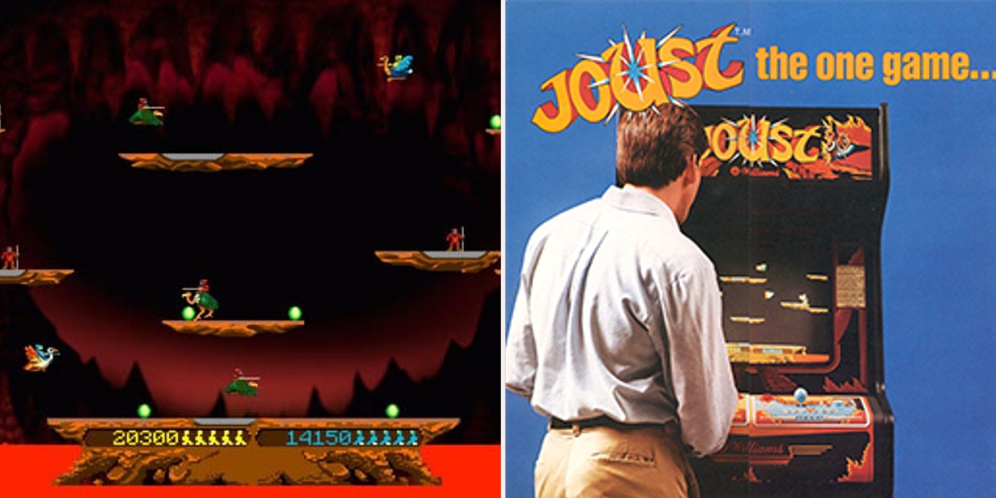 Joust - gameplay and arcade machine