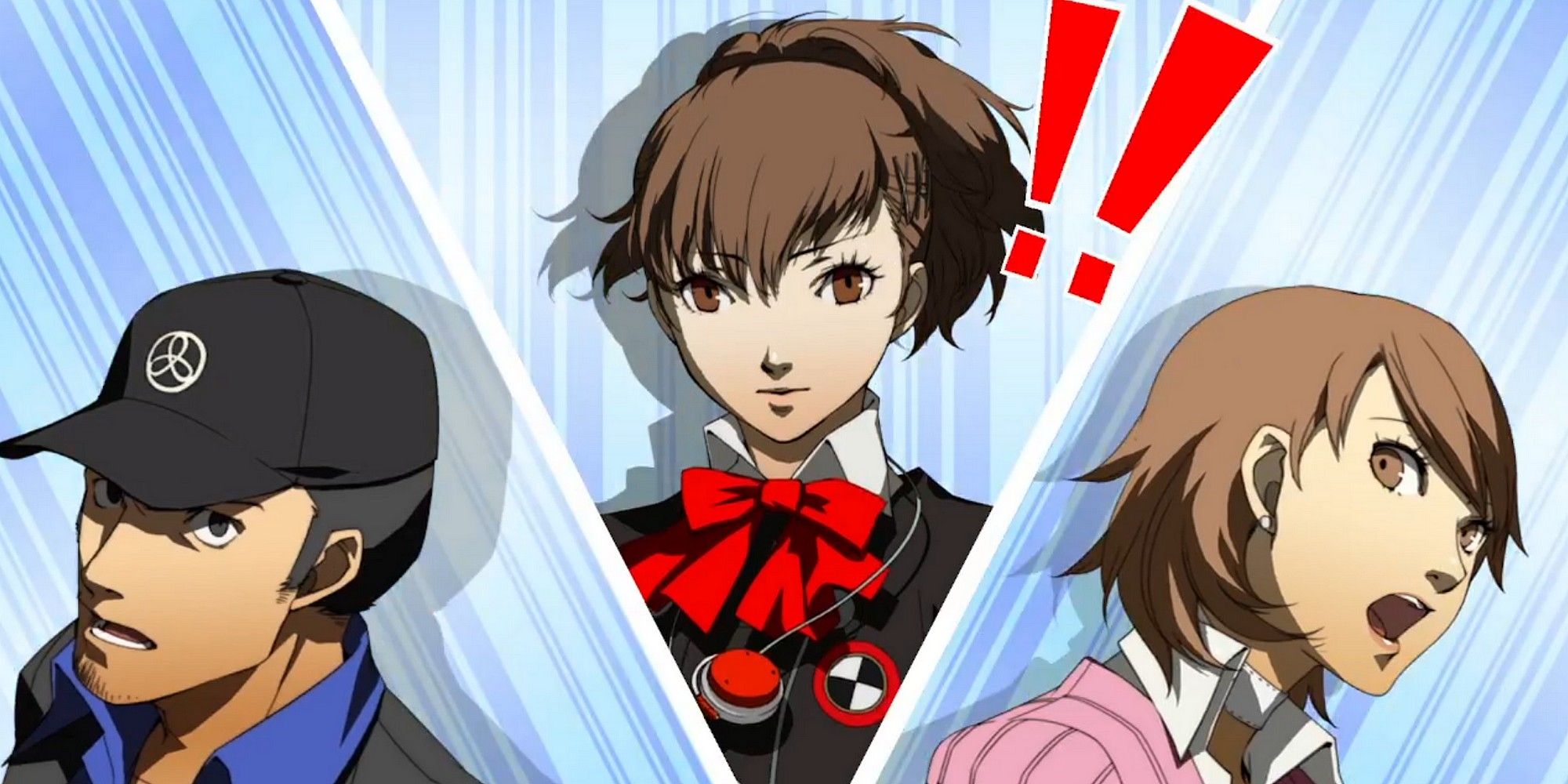junpei, the female protagonist, and yukari doing an all out attack in persona 3 portable