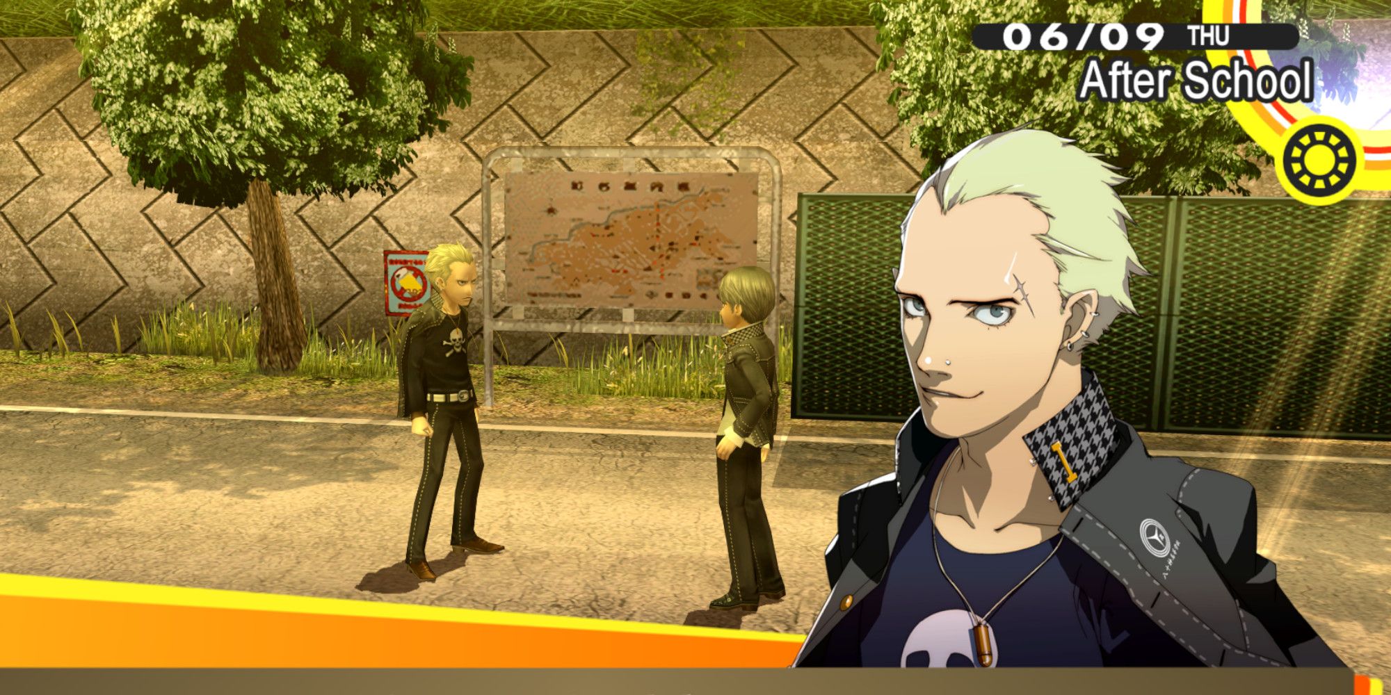 Kanji chatting with Narukami in Persona 4 Golden