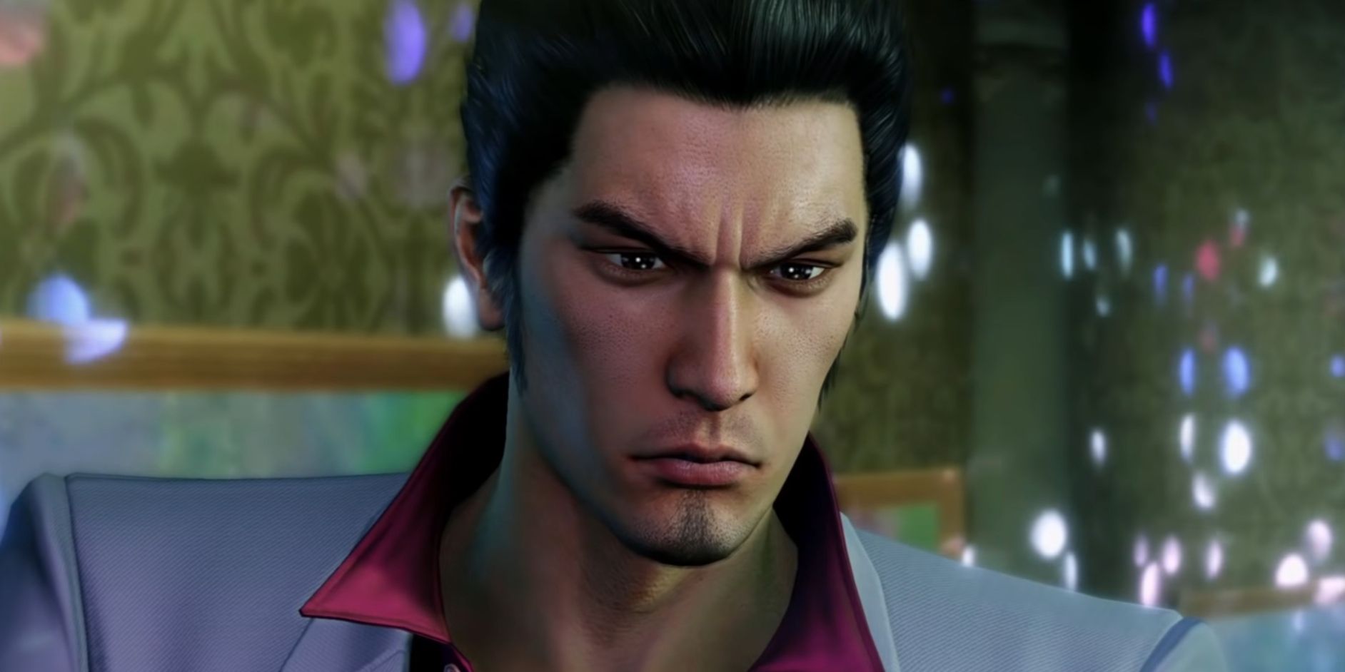 Kazuma Kiryu from the Yakuza series with a serious face