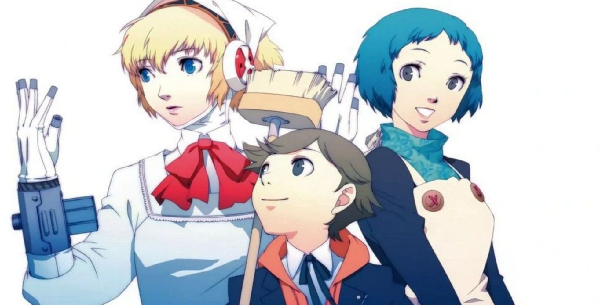 ken with aigis and fuuka in persona 3 portable