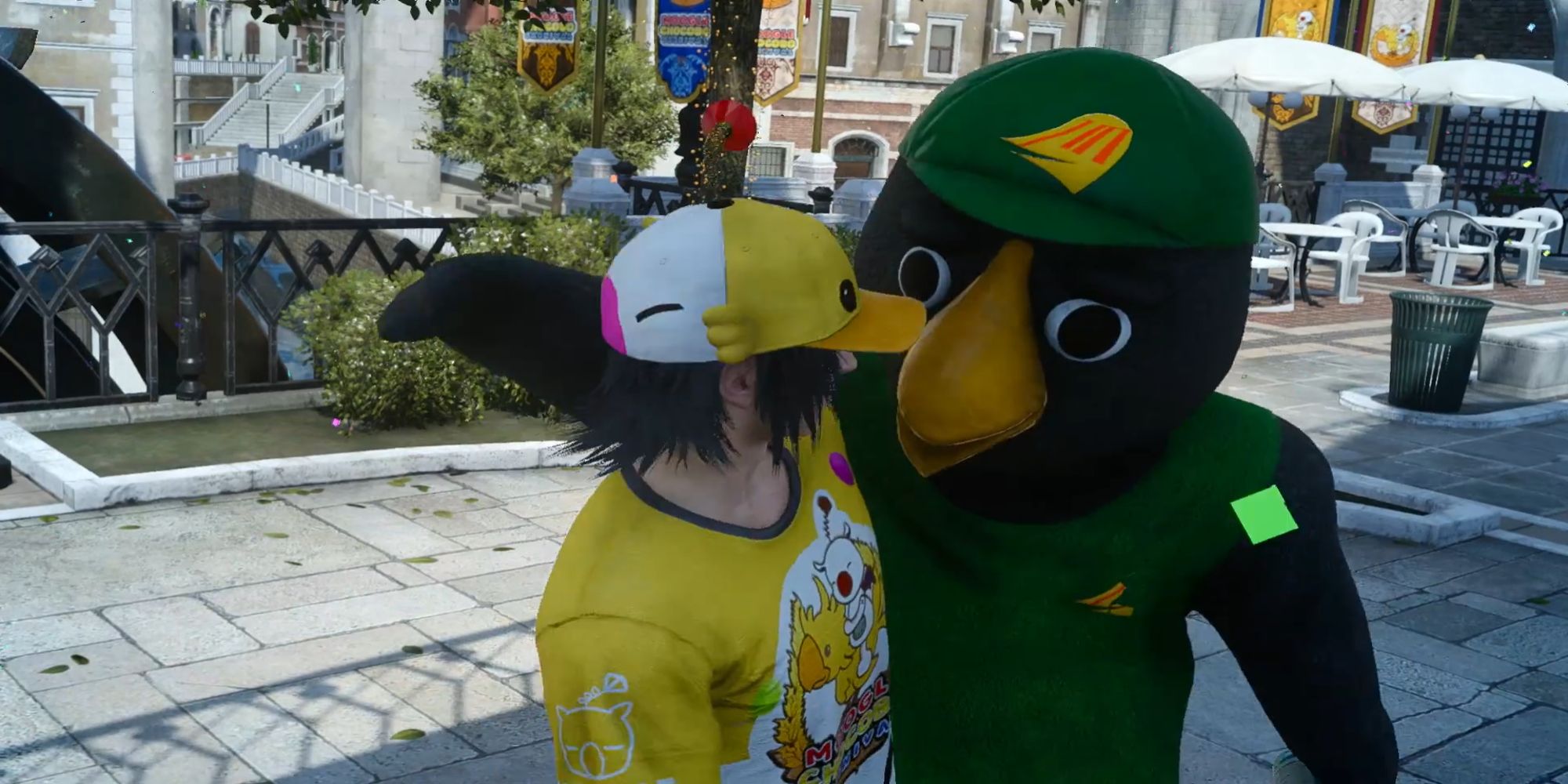 Kenny Crow getting a picture with characters from FF15