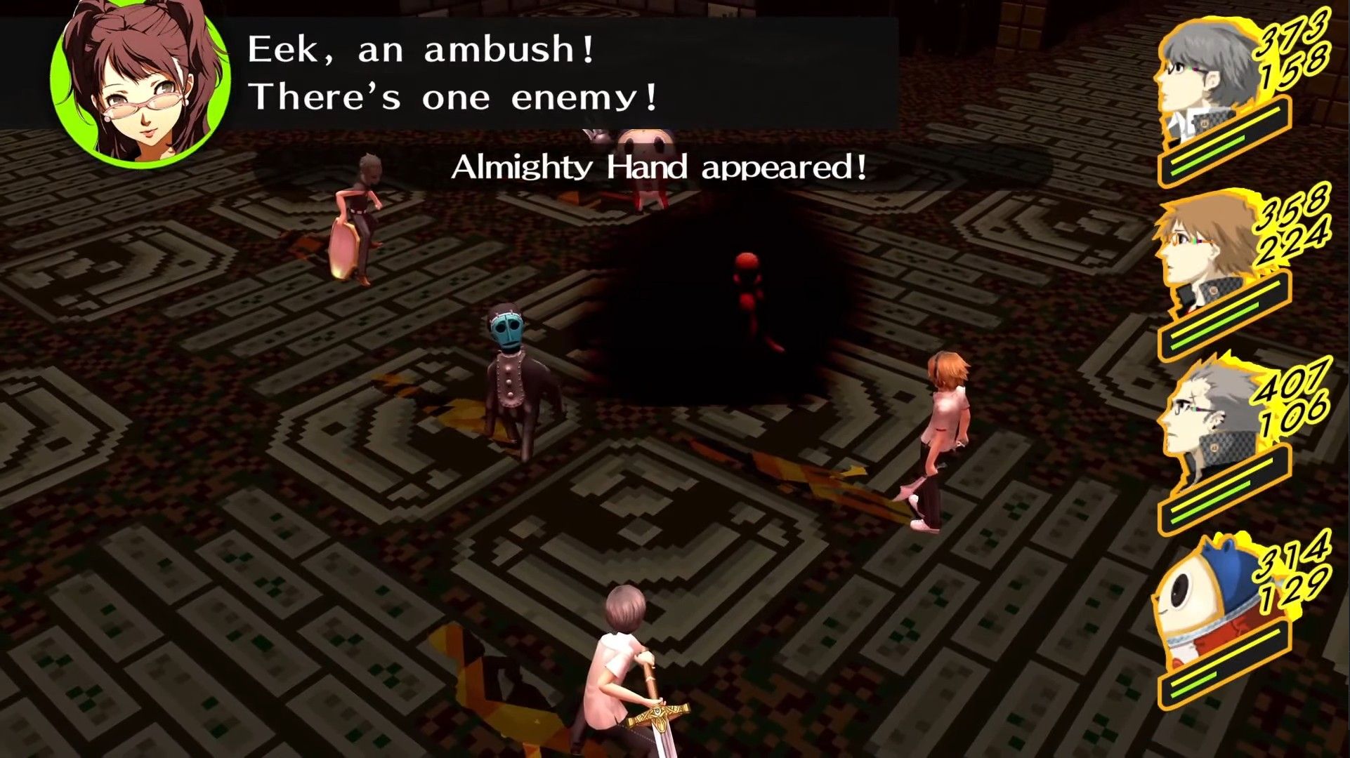 killing hand summoning almighty hand in a mini-boss battle in persona 4 golden