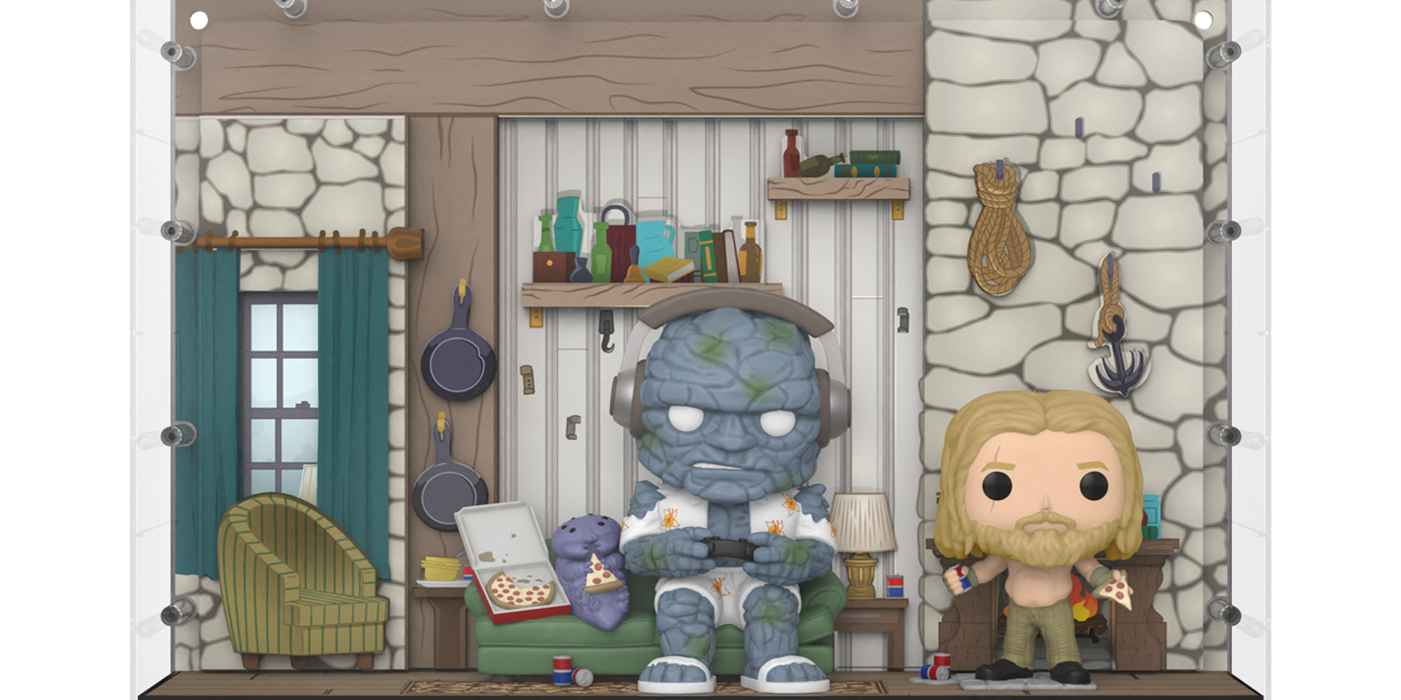 korg and thor pops in thor's funko house