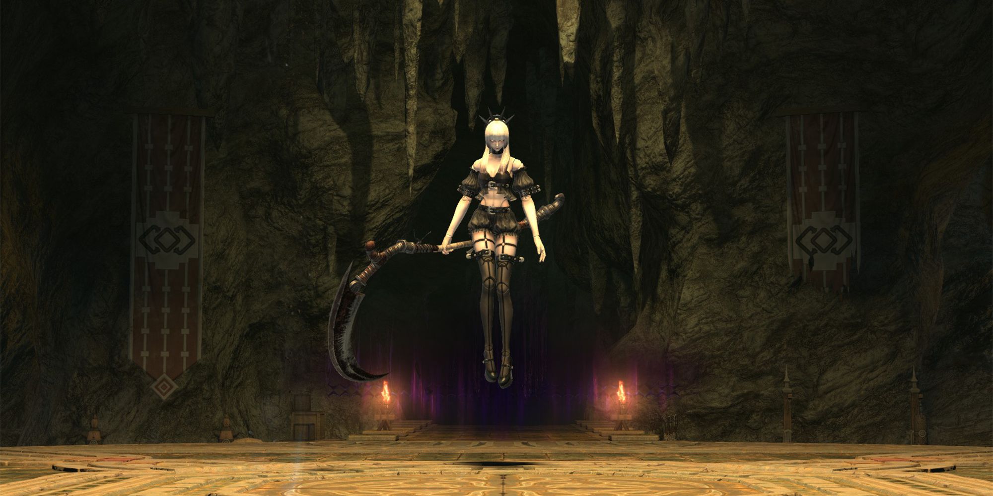 galatea magna, second boss of lapis manalis dungeon. a floating doll holding a reaper's scythe