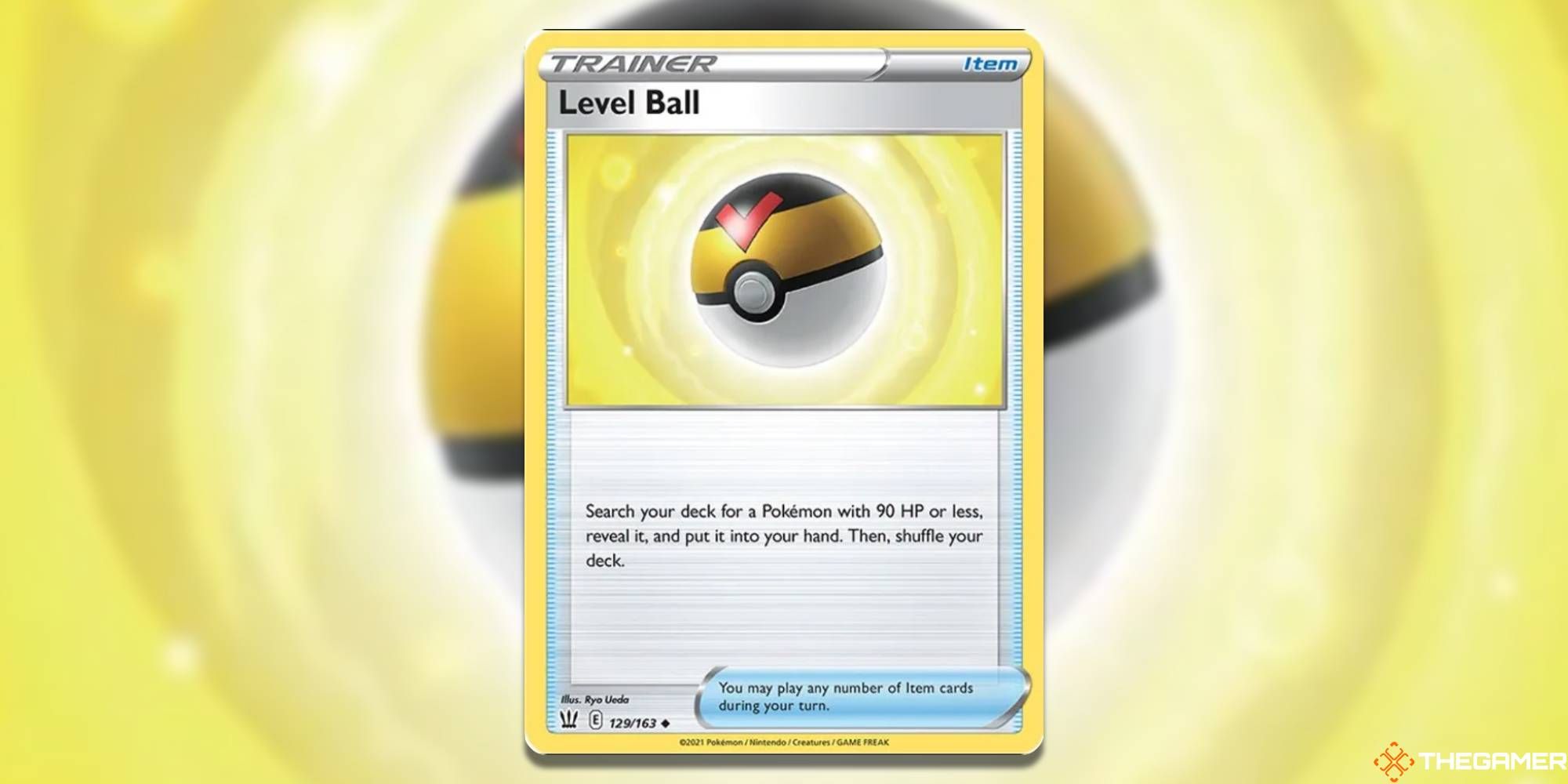 Level Ball from the Pokemon TCG, with blurred background