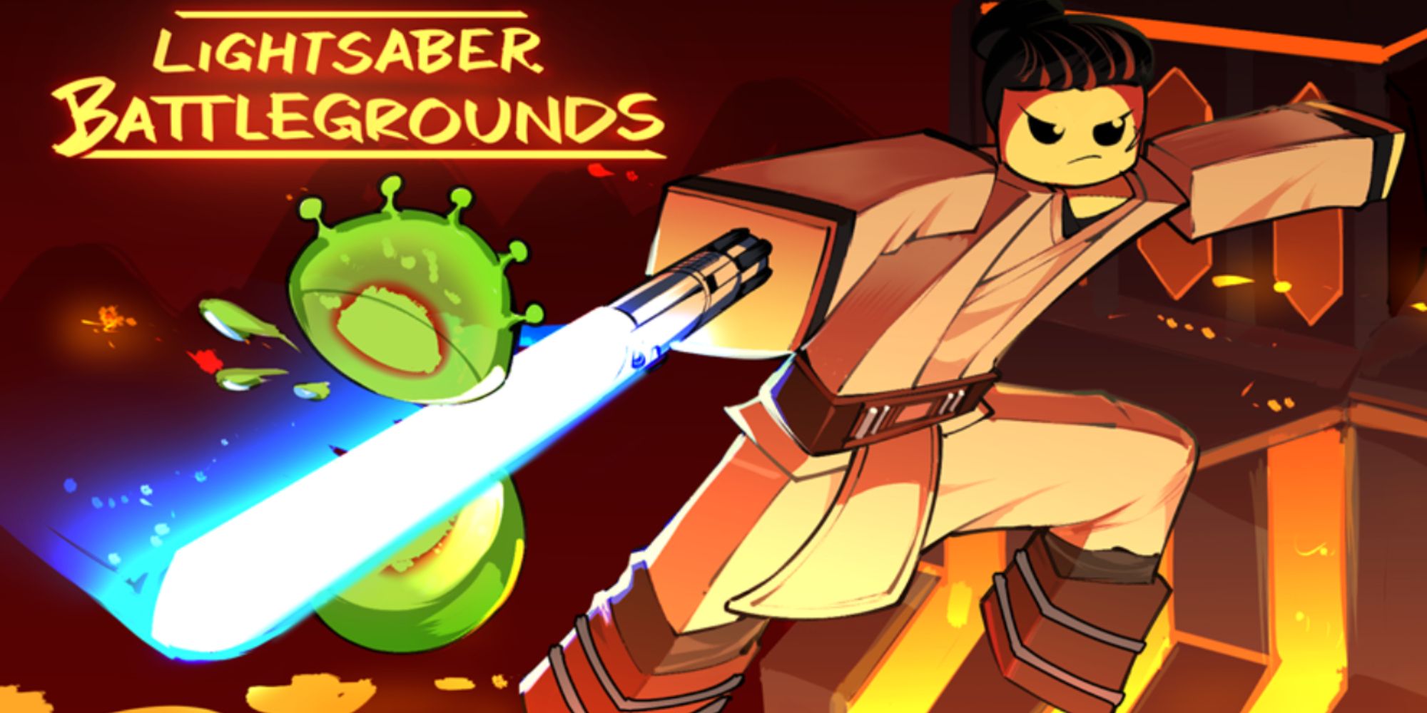 A Roblox Jedi wielding his lightsaber